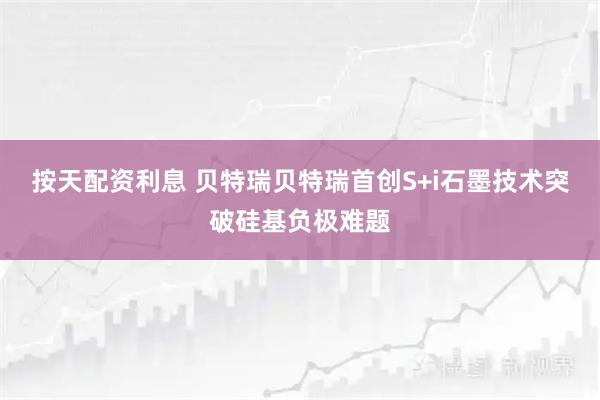 按天配资利息 贝特瑞贝特瑞首创S+i石墨技术突破硅基负极难题