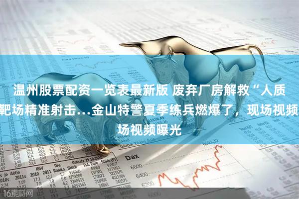 温州股票配资一览表最新版 废弃厂房解救“人质”、靶场精准射击…金山特警夏季练兵燃爆了，现场视频曝光
