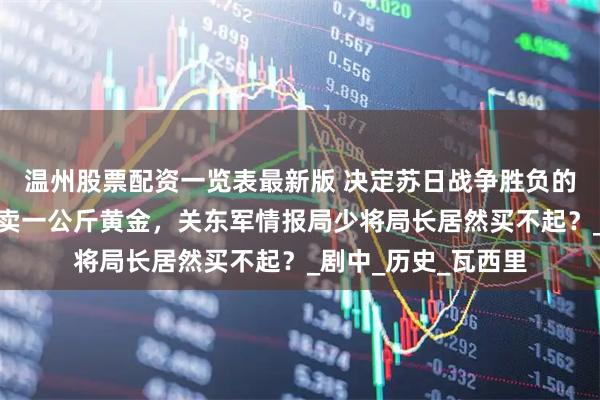 温州股票配资一览表最新版 决定苏日战争胜负的情报，苏联间谍只卖一公斤黄金，关东军情报局少将局长居然买不起？_剧中_历史_瓦西里
